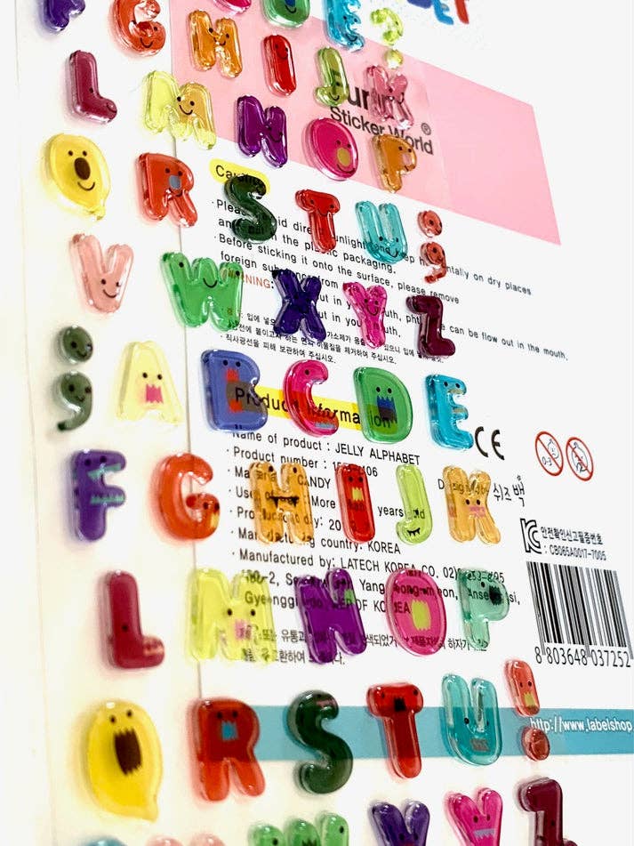 Jelly Alphabet - Gel Sticker Sheet