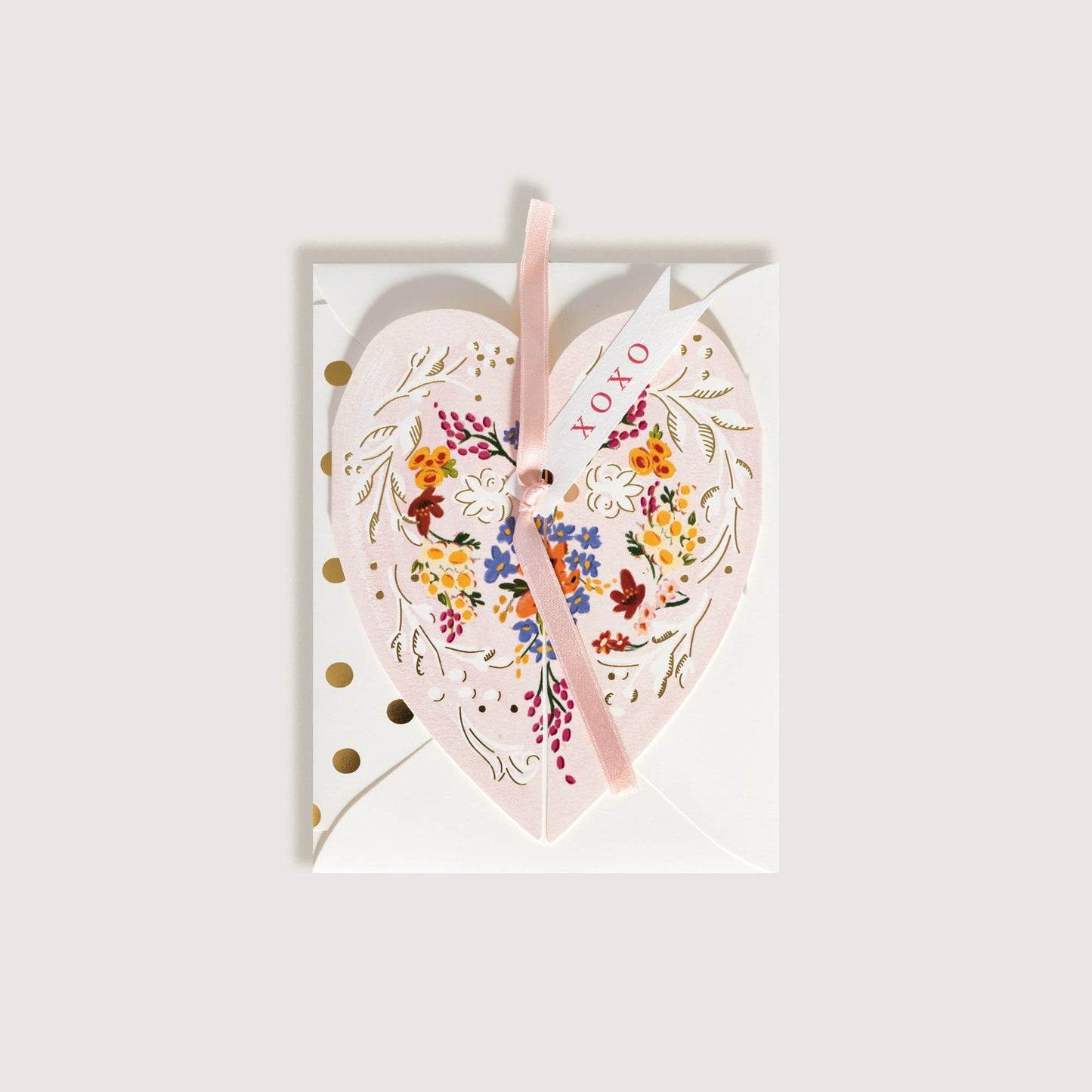 XOXO Pink Heart Love Greeting Card