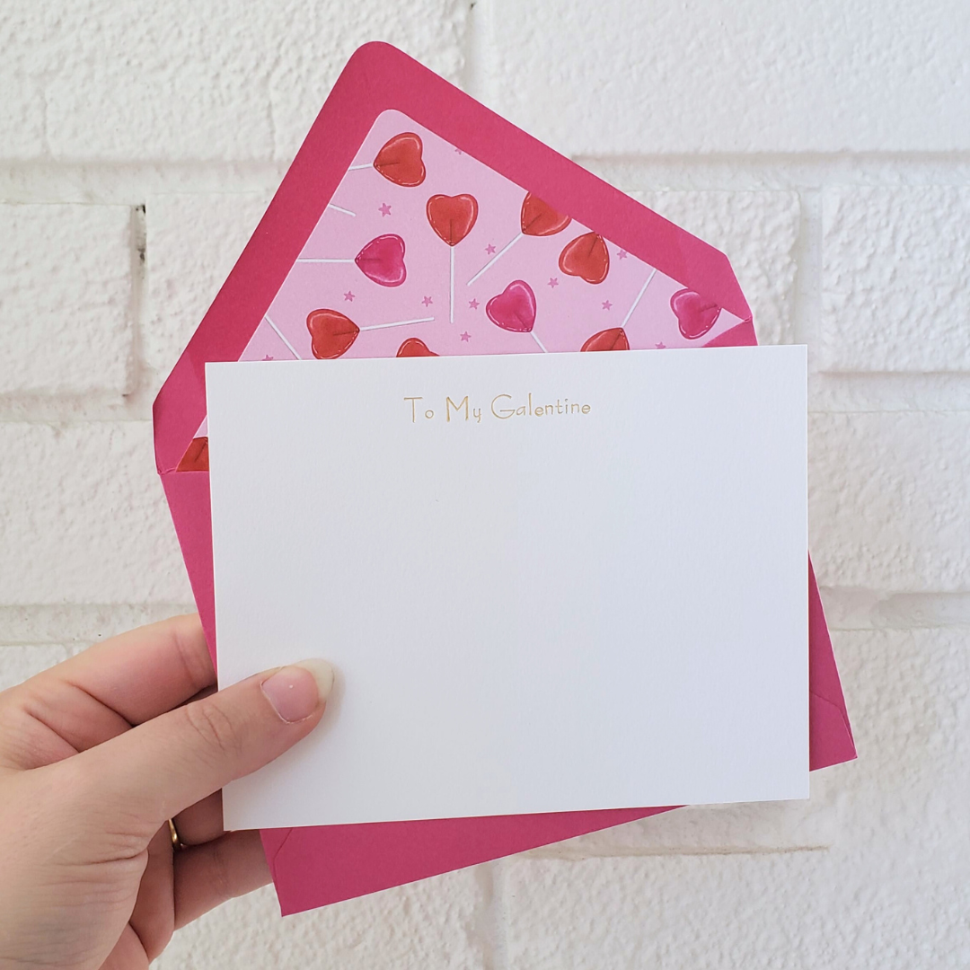 To My Galentine - Foil Flat Notecard Set