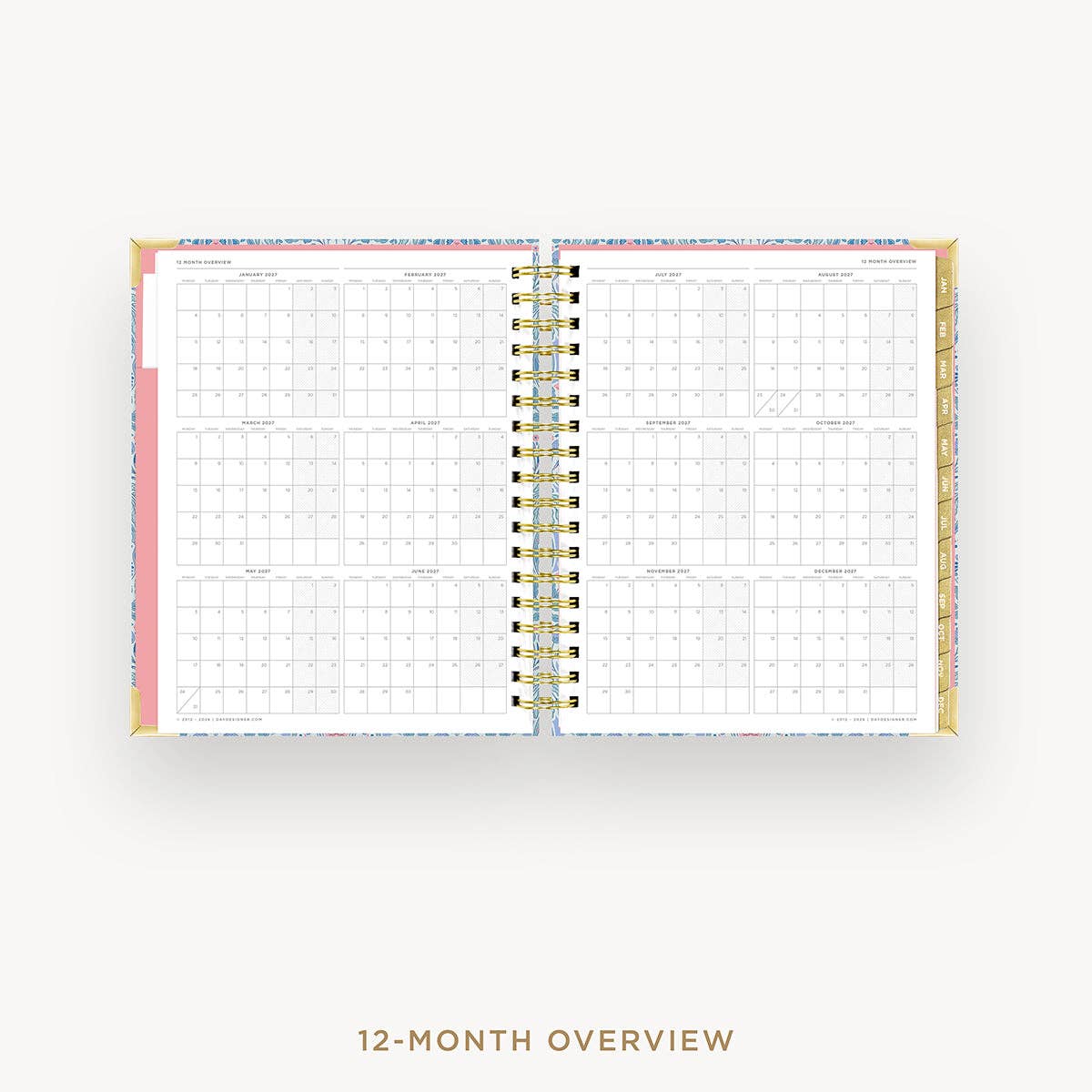 2027 Daily Planner: Olivia Damask