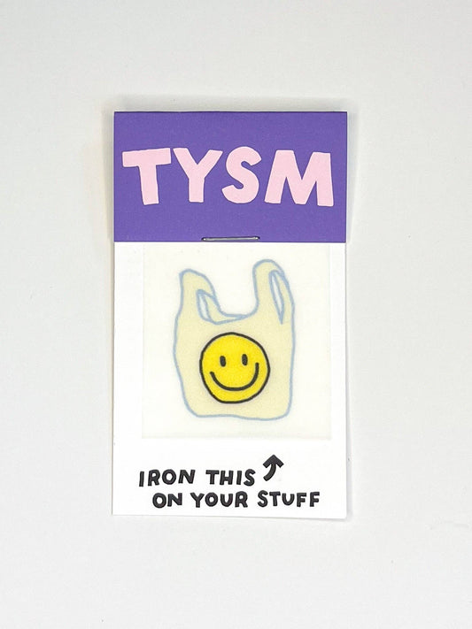 Smiley Shopping Bag L'il Something - Thank You Card - Iron-On Art