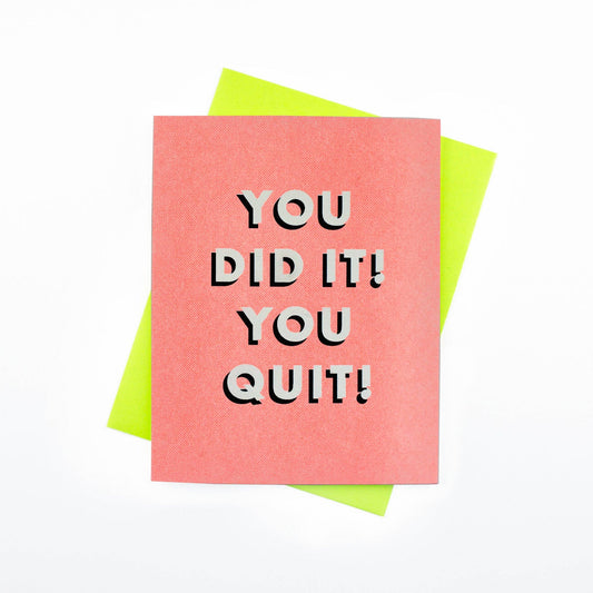 Next Chapter Studio - You Did It! You Quit! - Risograph Greeting Card