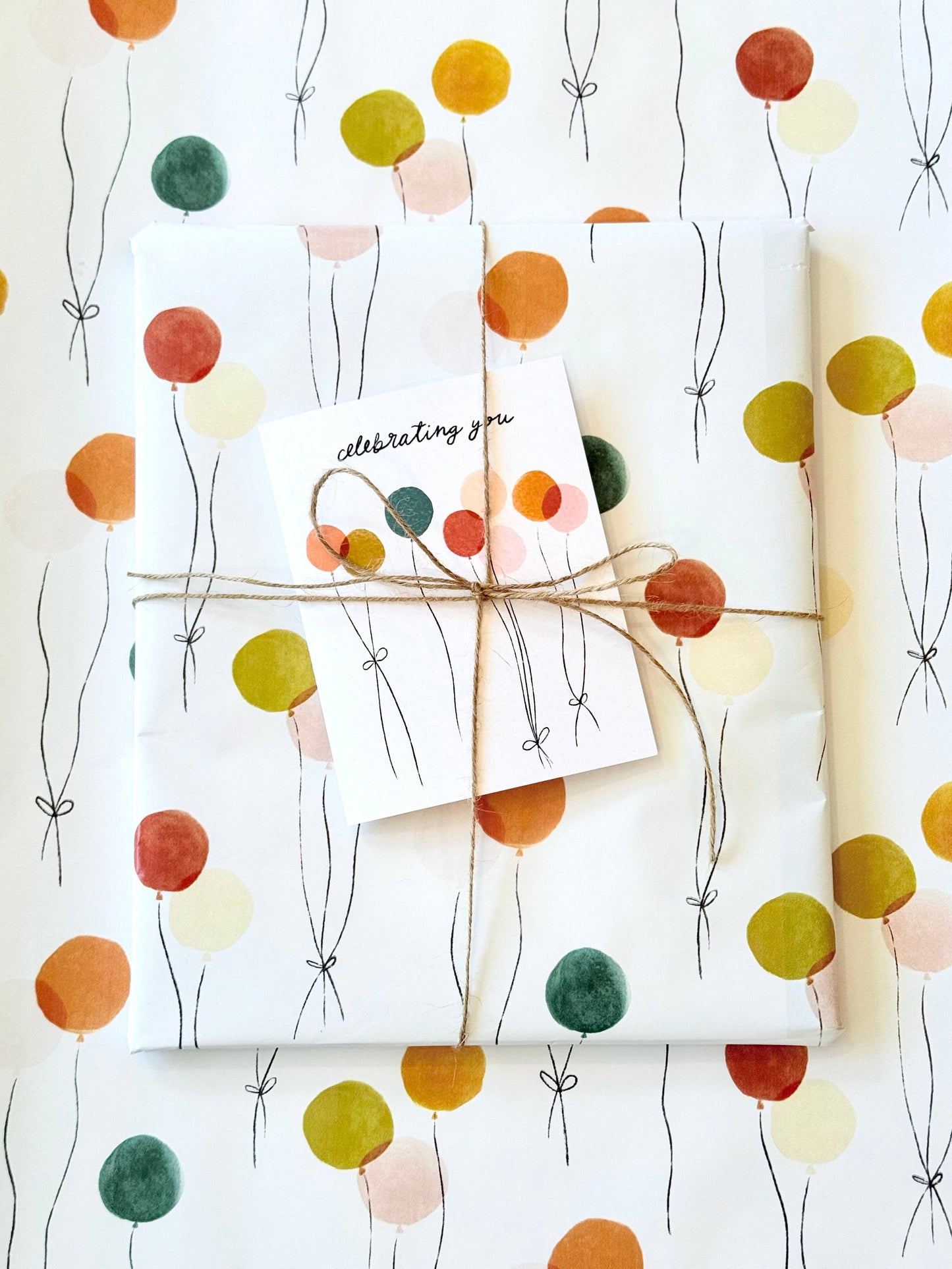 Floating Balloons Gift Wrap - Continuous Wrapping Paper Roll