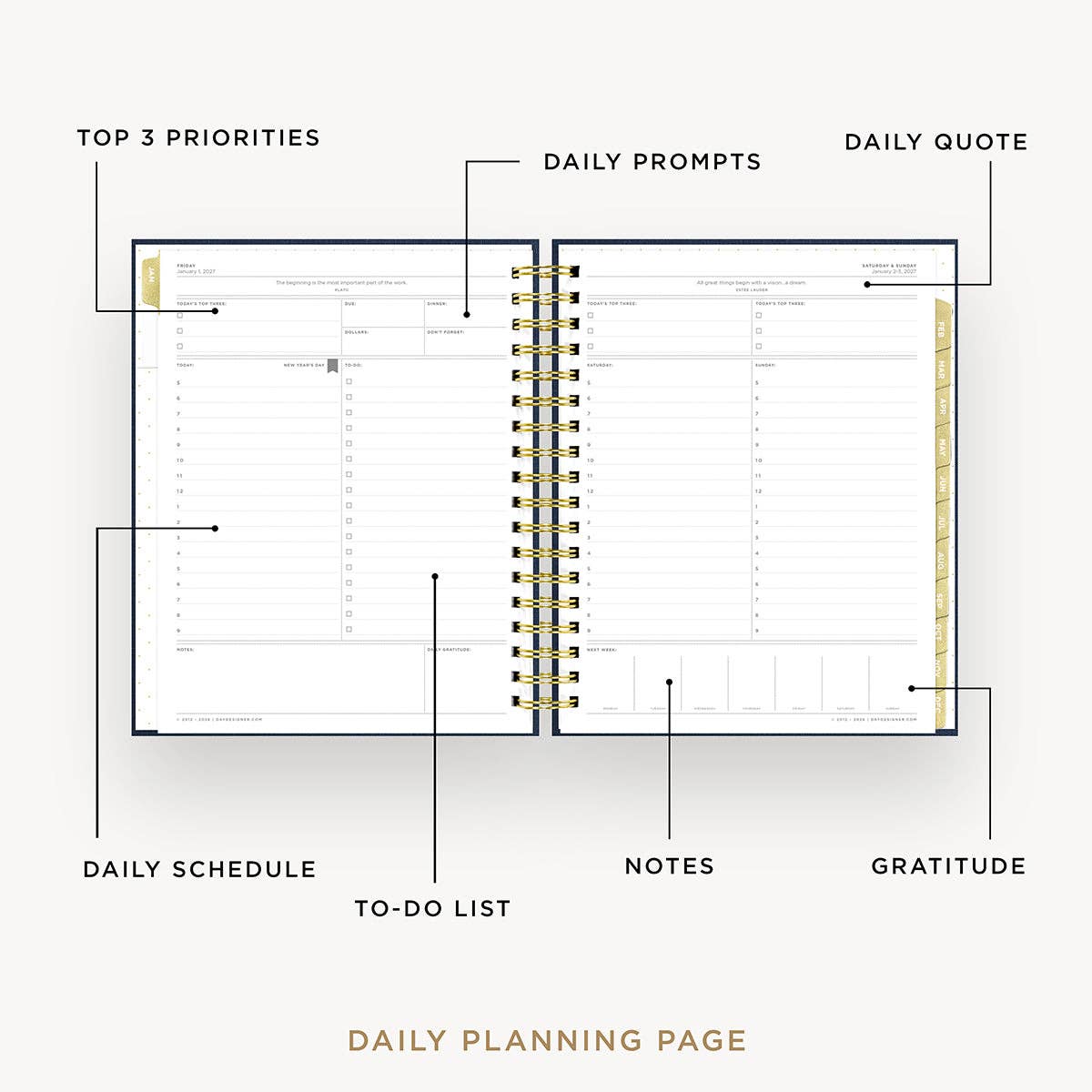 2027 Daily Planner: Navy Bookcloth