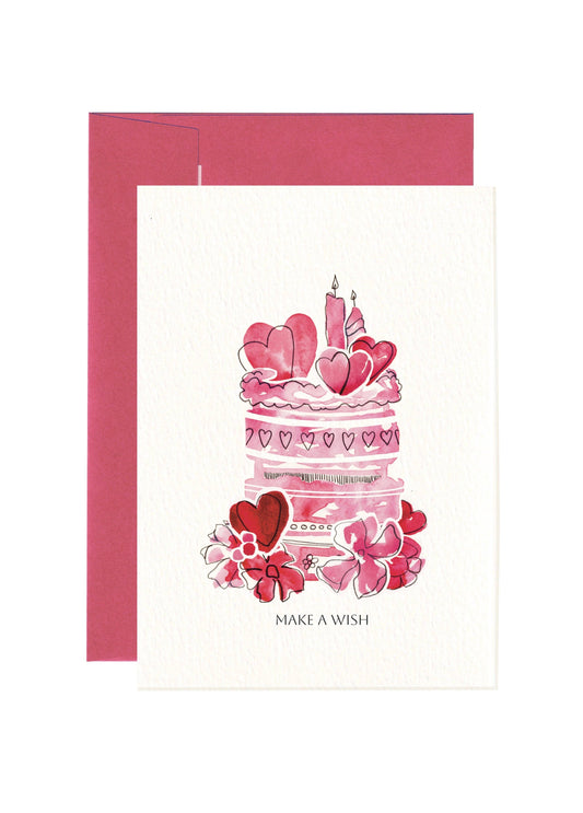 Harmony Hardin Greeting Cards - Birthday Cake Greeting Card | Pink Cake | Make a wish