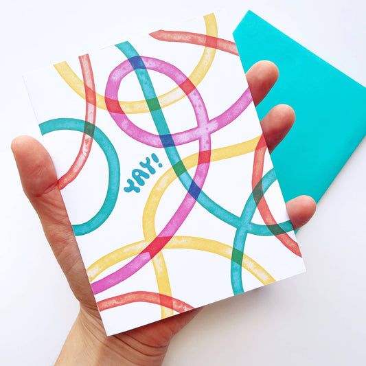 Kendra Lee Miller Art - Yay! Celebration Squiggle Greeting Card