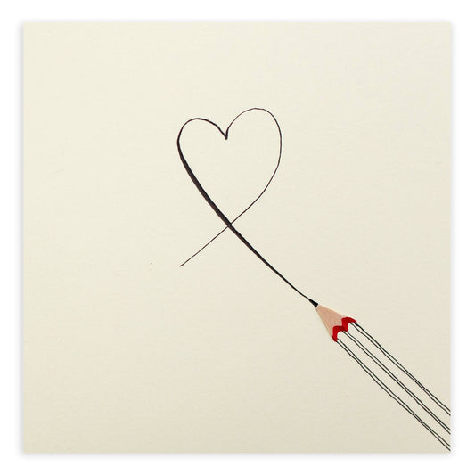 Heart Pencil  –  Real Pencil Shavings - Greeting Card