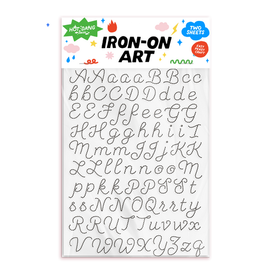 Embroidery Alphabet Black - Iron-On Art Sheet Set