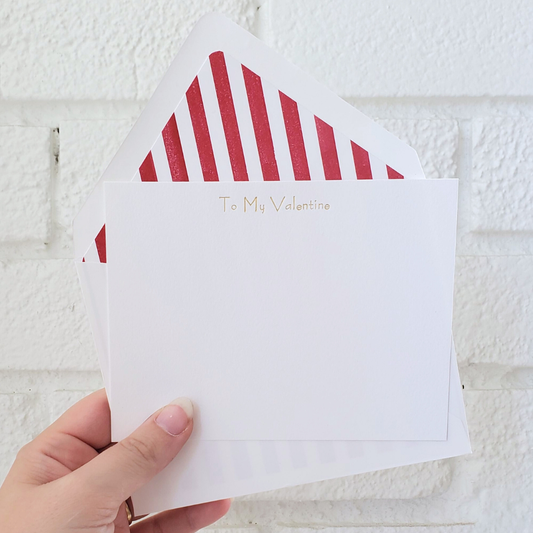 To My Valentine - Foil Flat Notecard Set