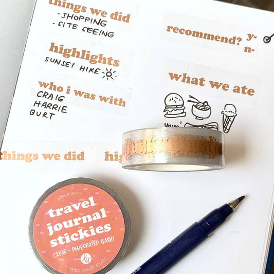 Bobo Design Studio - Travel Journal Stickies - Clear Washi Tape - Perforated