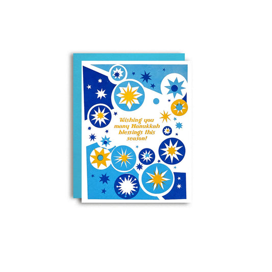 Pier Six Press - Hanukkah Blessings - Jewish  Risograph Holiday Card 