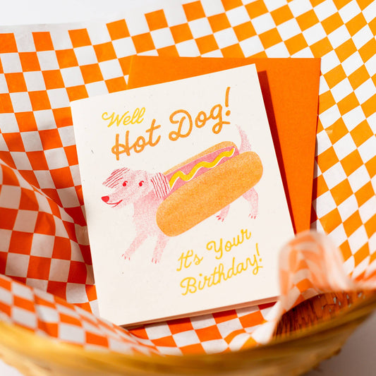 Bromstad Printing Co. - Hot Dog - Risograph Birthday Card