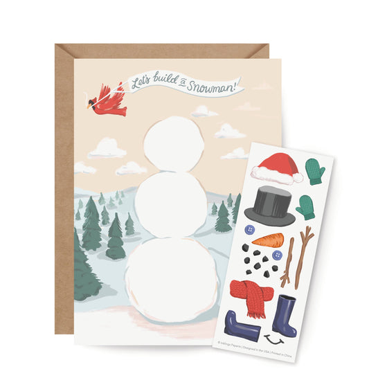 Inklings Paperie - Sticker Scene Card - Build a Snowman