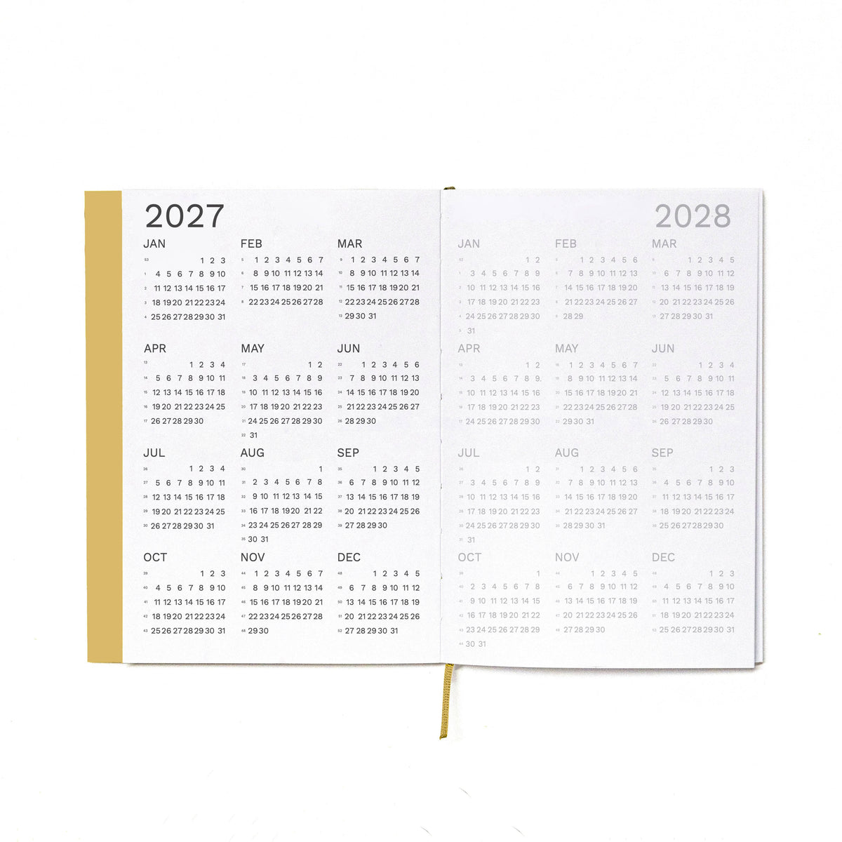 2027 Weekly Planner · Similar A5 Size: Indian Yellow