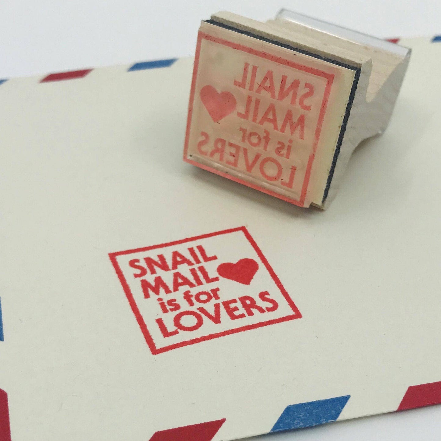 Snail Mail is for Lovers - Wooden Handle Rubber Stamp
