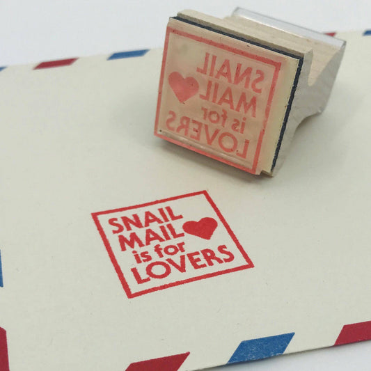 Snail Mail is for Lovers - Wooden Handle Rubber Stamp