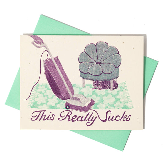 This Really Sucks Cat - Risograph Greeting Card