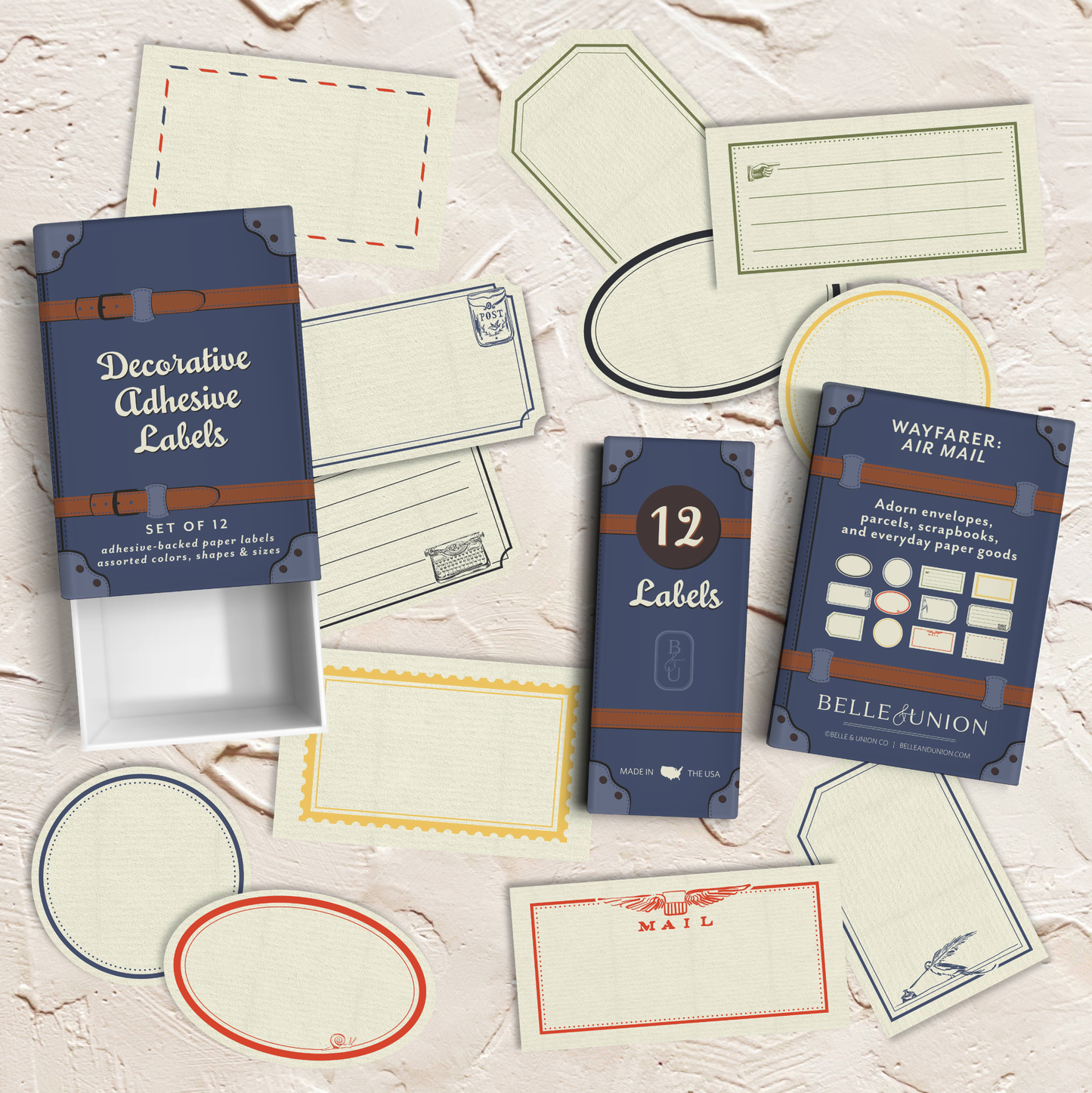 Belle & Union - Wayfarer Paper Label Stickers, Air Mail