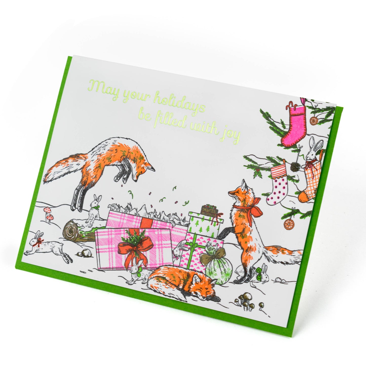 Porchlight Press Letterpress - Foxes' Christmas Morning Card