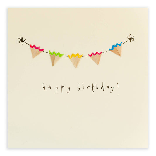 Birthday Bunting –  Real Pencil Shavings - Greeting Card