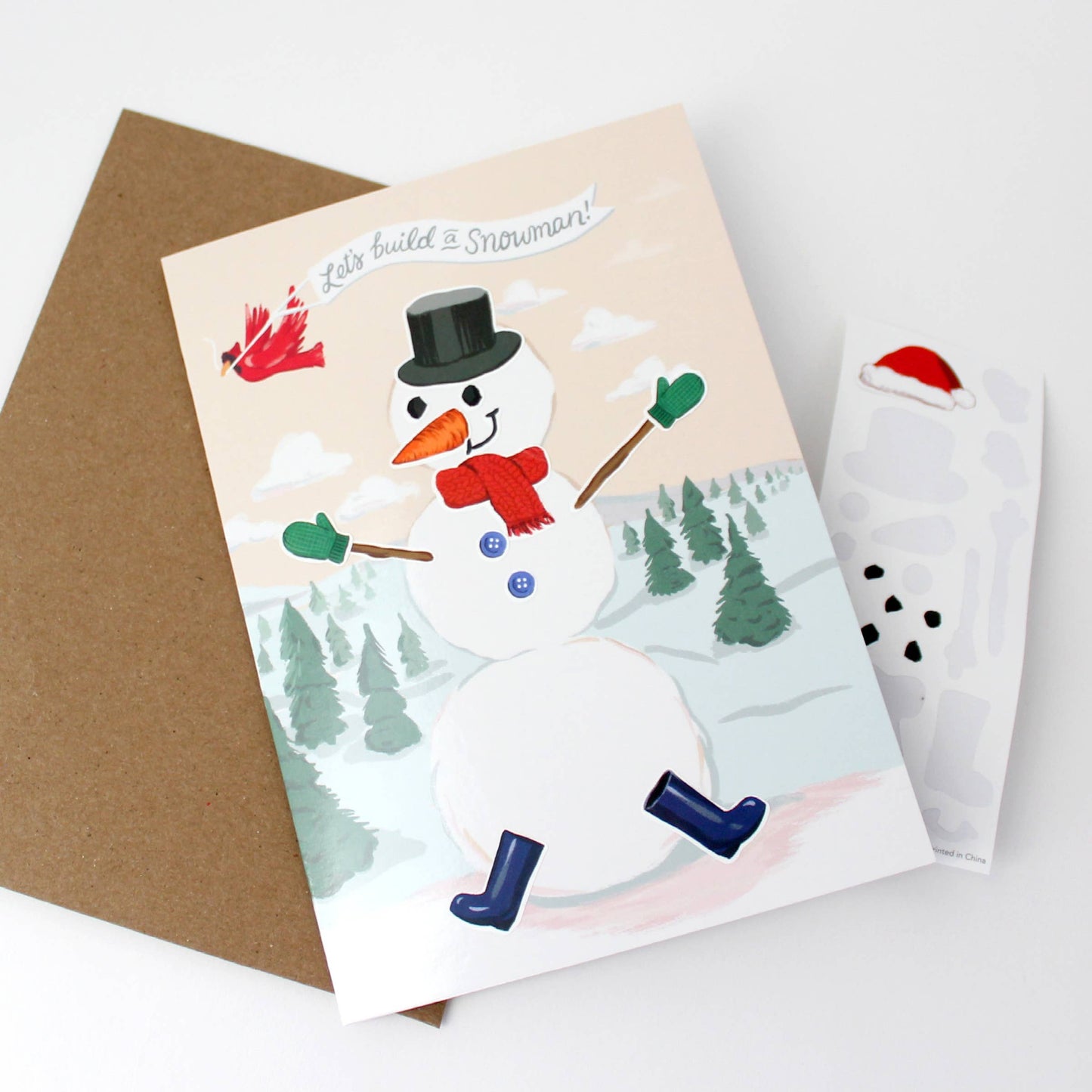 Inklings Paperie - Sticker Scene Card - Build a Snowman