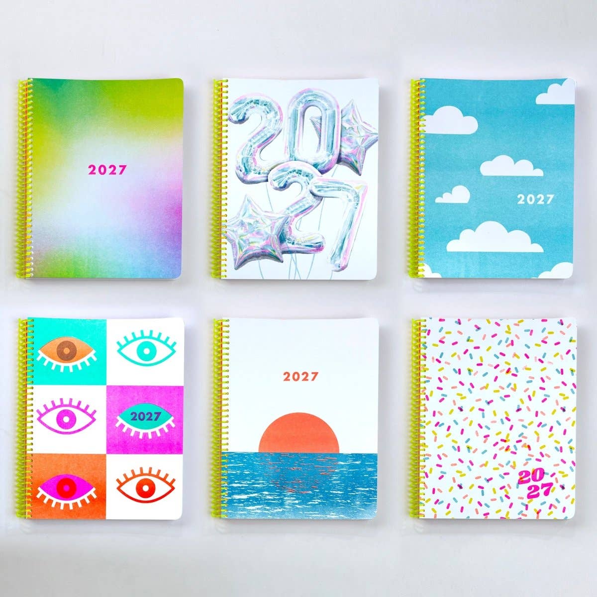 2027 Dated Planner - Riso Printed, 200+ Pages, Spiral Bound: Iridescent Balloons