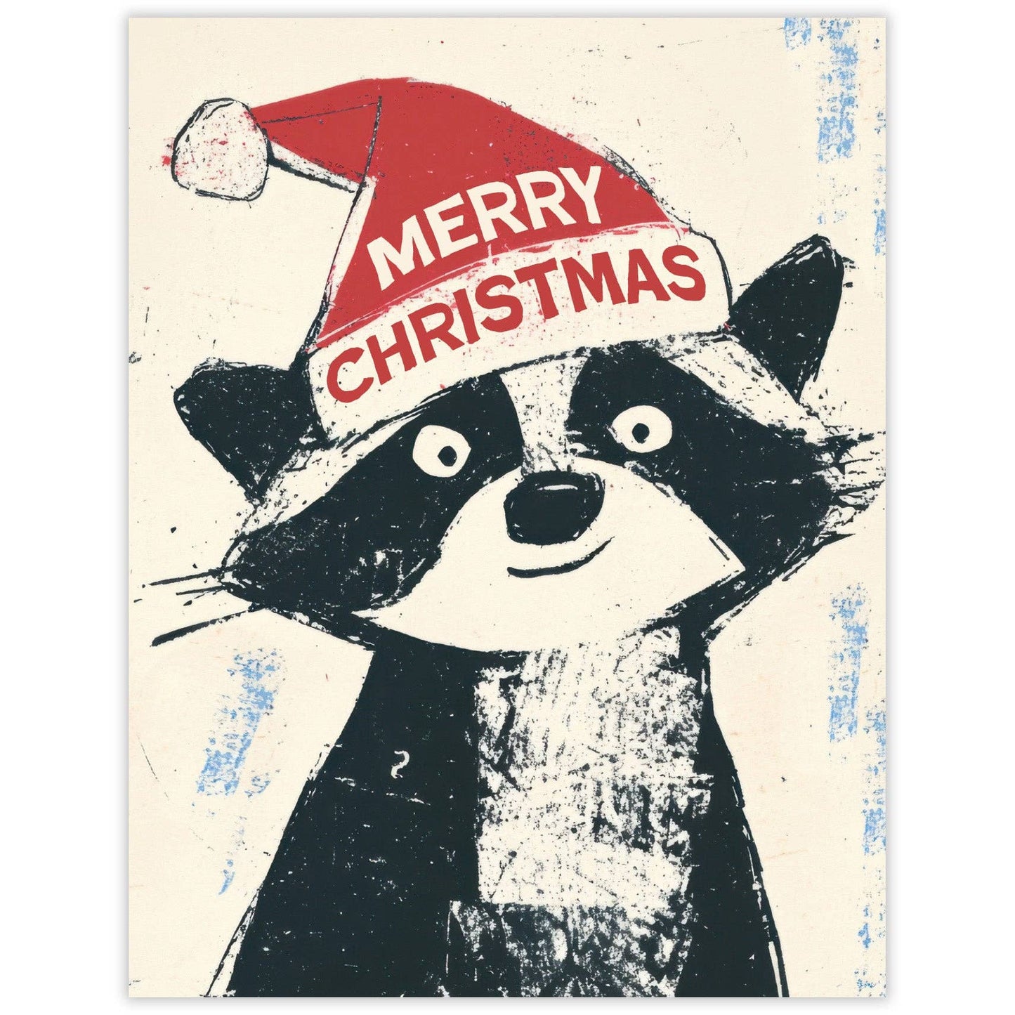 Santa Hat Raccoon - Christmas Card