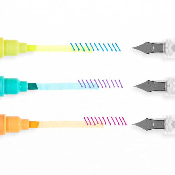 Writer's Duo - Double-Ended Fountain Pens & Highlighters - Set of 3