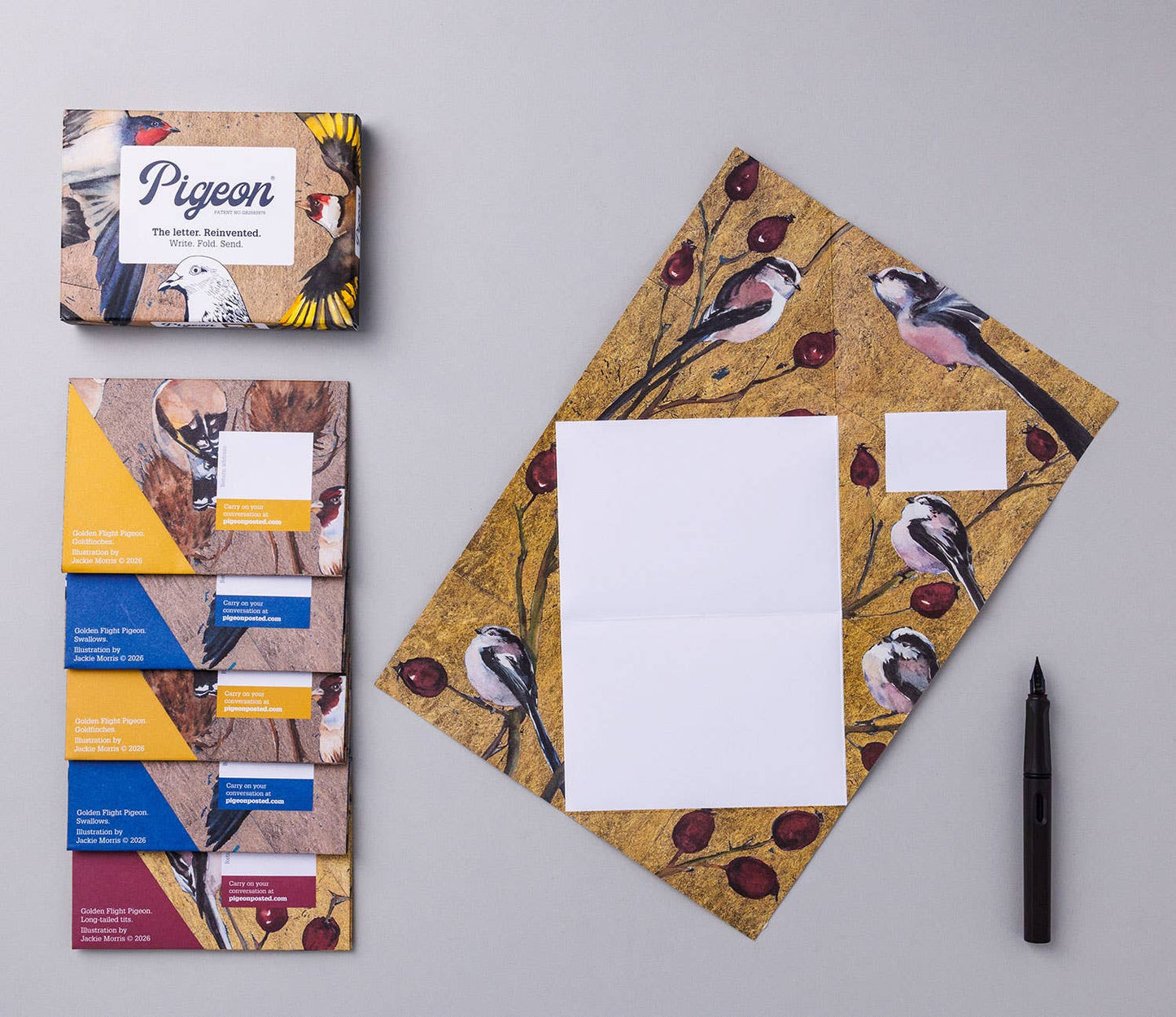 Golden Flight  - Pigeon Folding Letter Set of 6