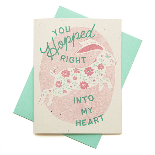Hopped Right Into My Heart - Risograph Greeting Card