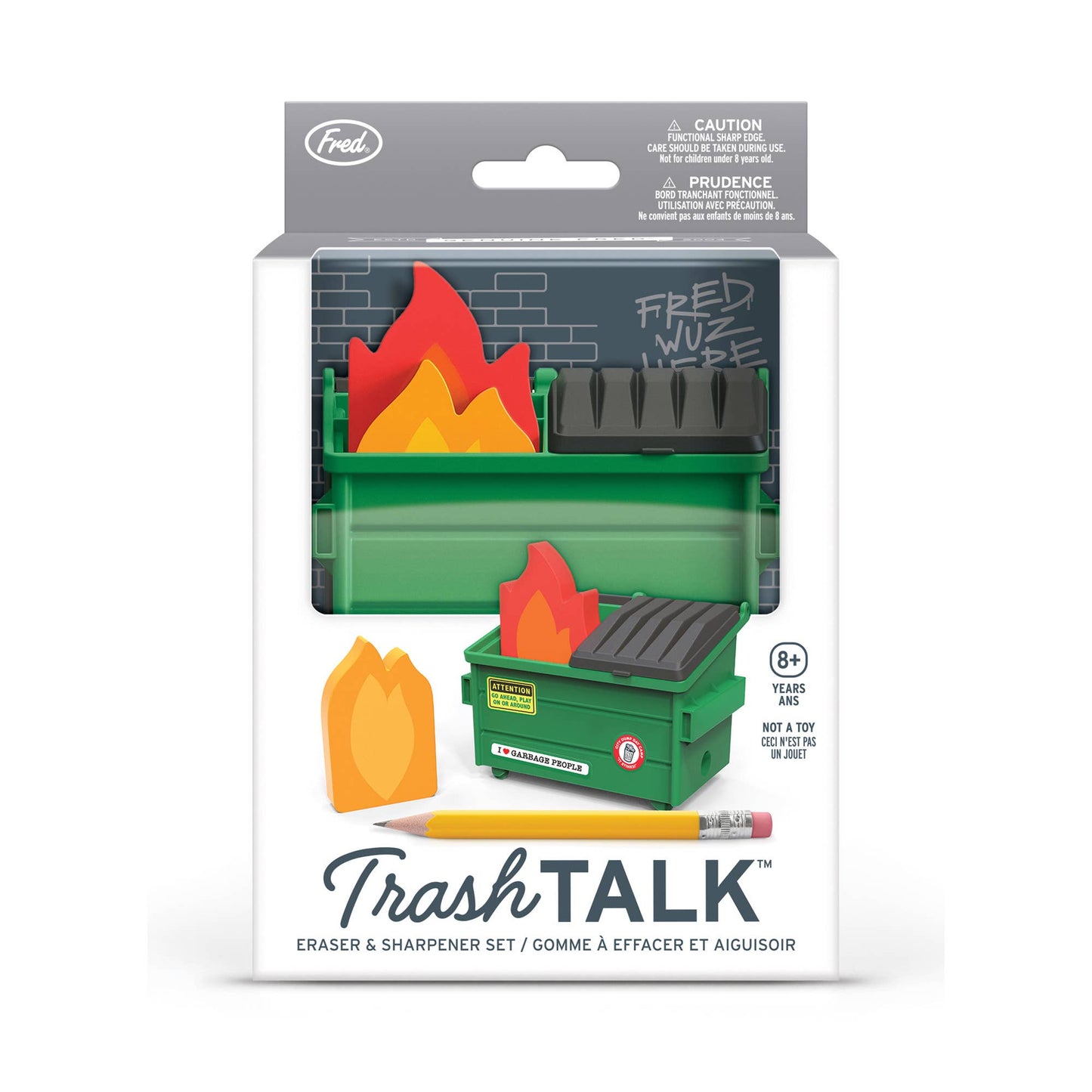 Trash Talk - Dumpster Fire Sharpener and Flame Erasers