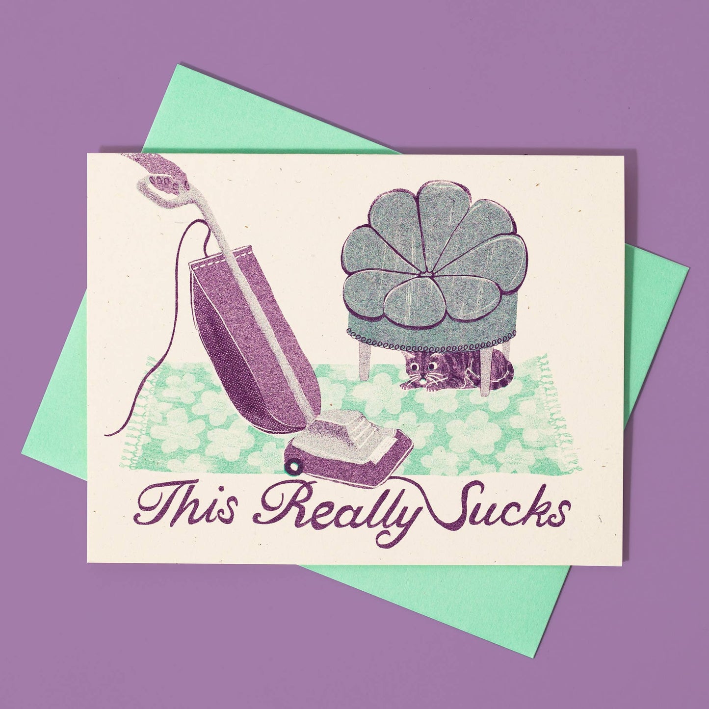 This Really Sucks Cat - Risograph Greeting Card