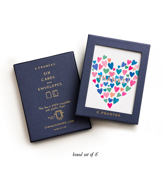 E. Frances Paper - Many Hearts Boxed Set of 6 Thank You Greeting Cards