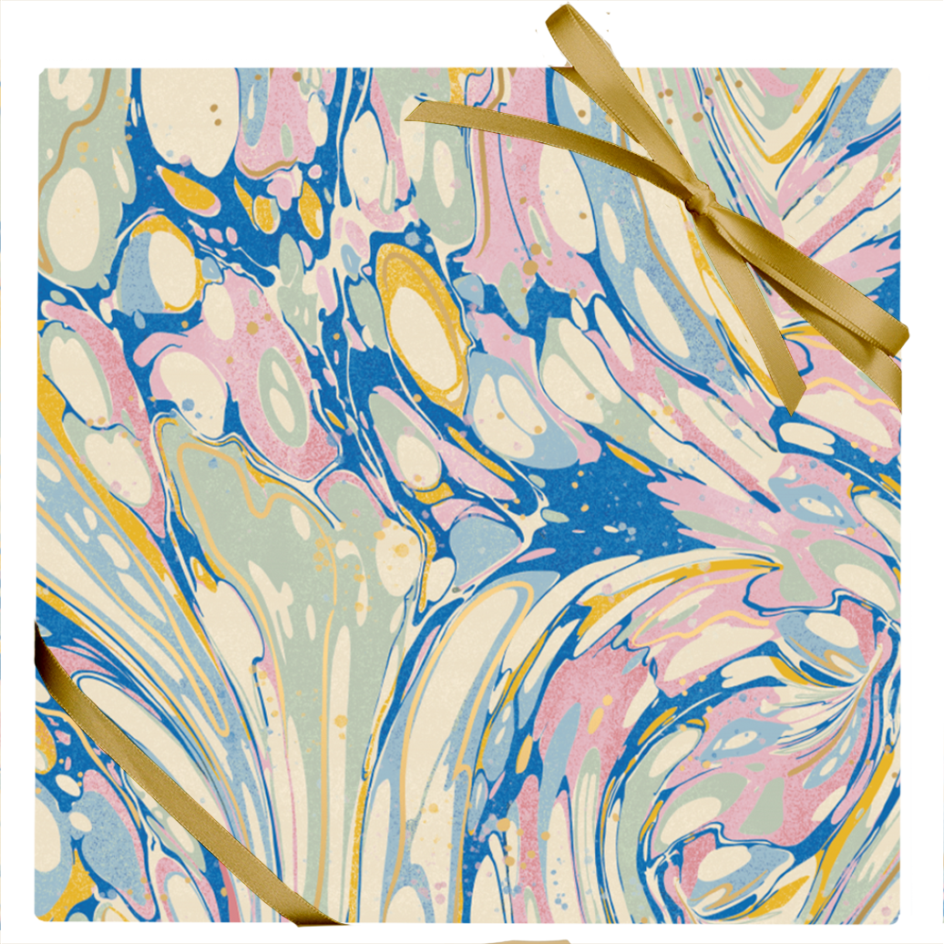 Pink and Blue Marble - Stone Wrapping Paper Roll