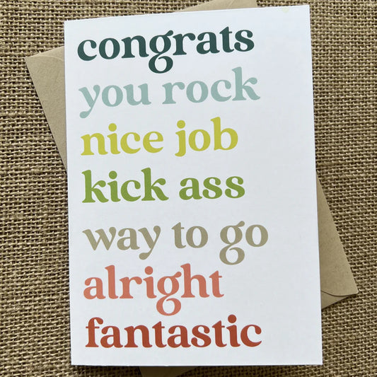Brave Birds - Congrats Rainbow Type Greeting Card