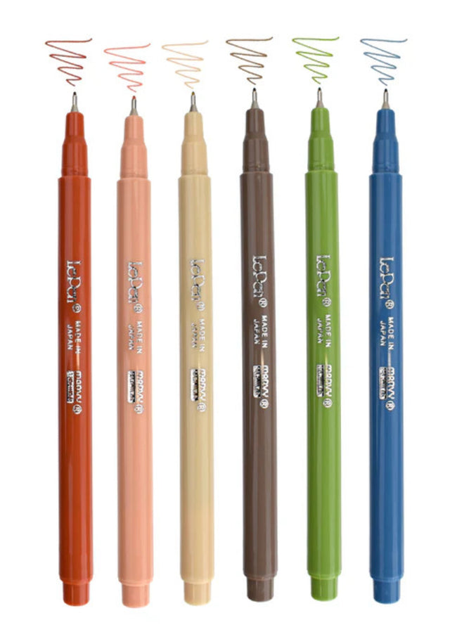 Earth Tones - Le Pen - Set of 6 With Case