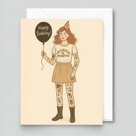 inviting affairs paperie - Happy Birthday Card – Tattoo Girl Art for Fierce Friends