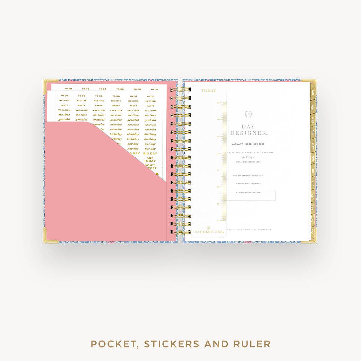 2027 Daily Planner: Olivia Damask