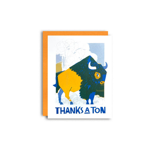 Pier Six Press - Thanks a Ton Risograph Buffalo Thank You Card 