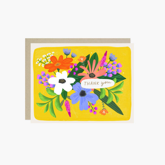 Barone and Co. - Flowers on yellow Thank You Card