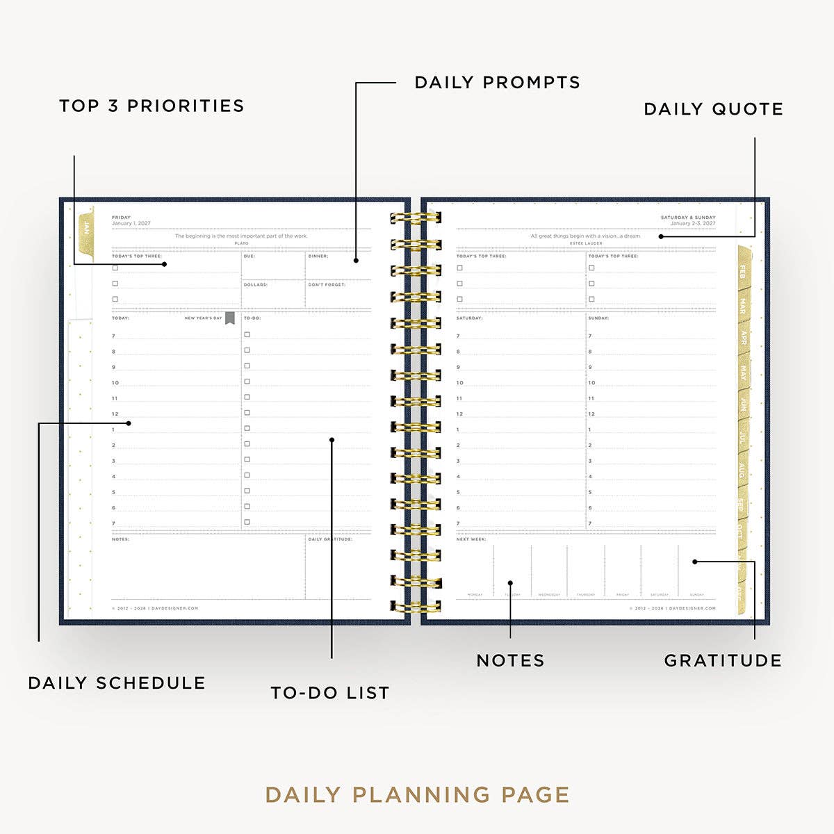 2027 Mini Daily Planner: Navy Bookcloth
