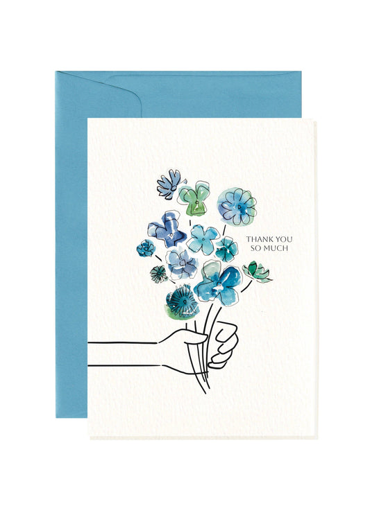 Harmony Hardin Greeting Cards - Thank You Card | Blue flowers | Thank you so much