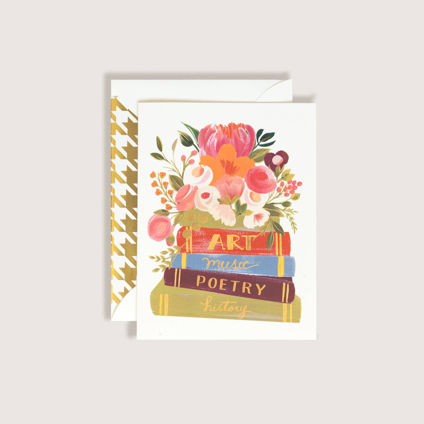 Liberal Arts Books with Flowers on Top Greeting Card