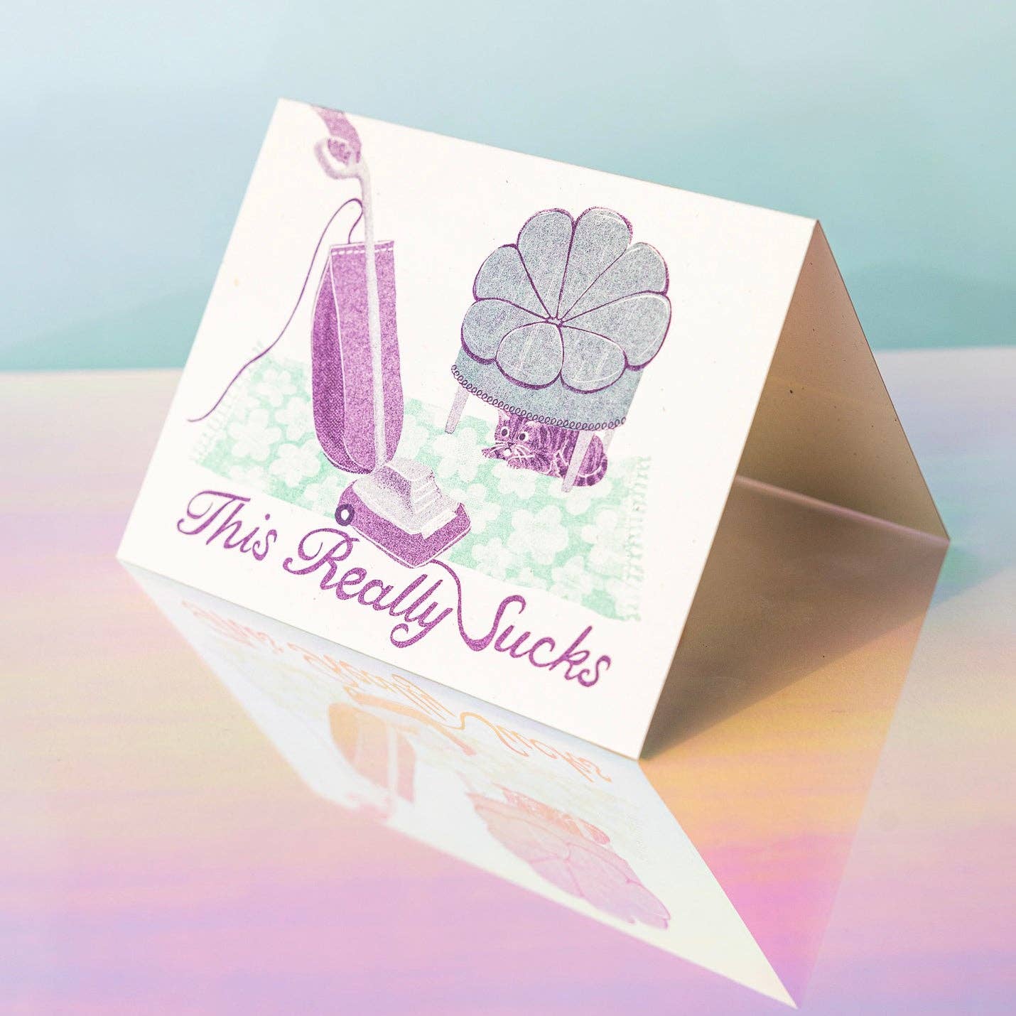 This Really Sucks Cat - Risograph Greeting Card