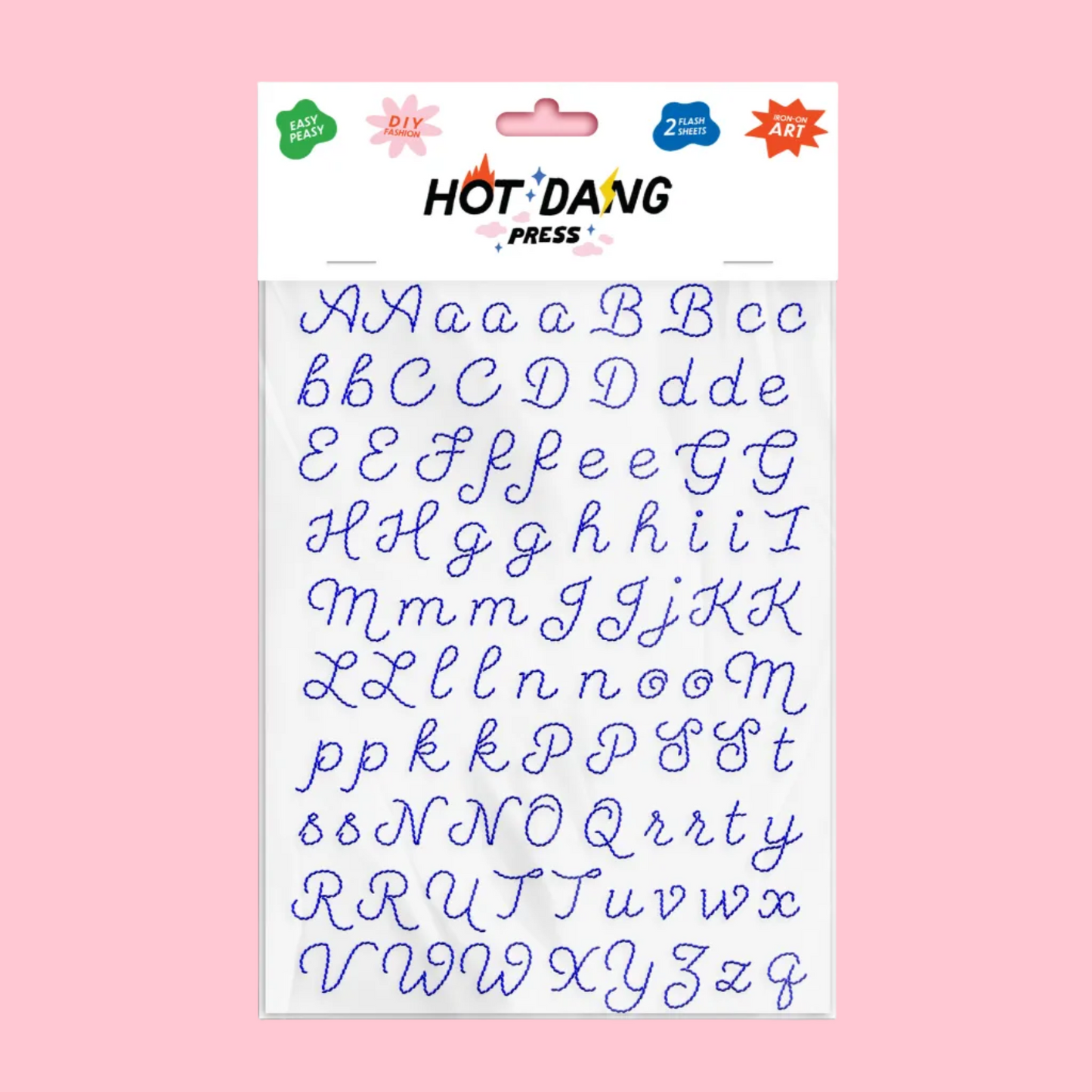 Embroidery Alphabet Blue - Iron-On Art Sheet Set