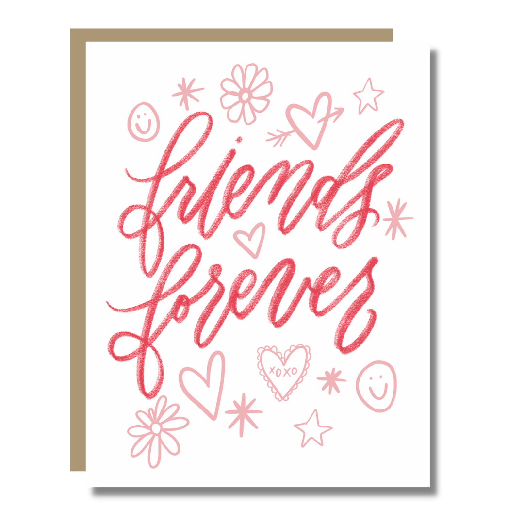 Friends Forever Card - Friendship Girlfriends BFF Valentine