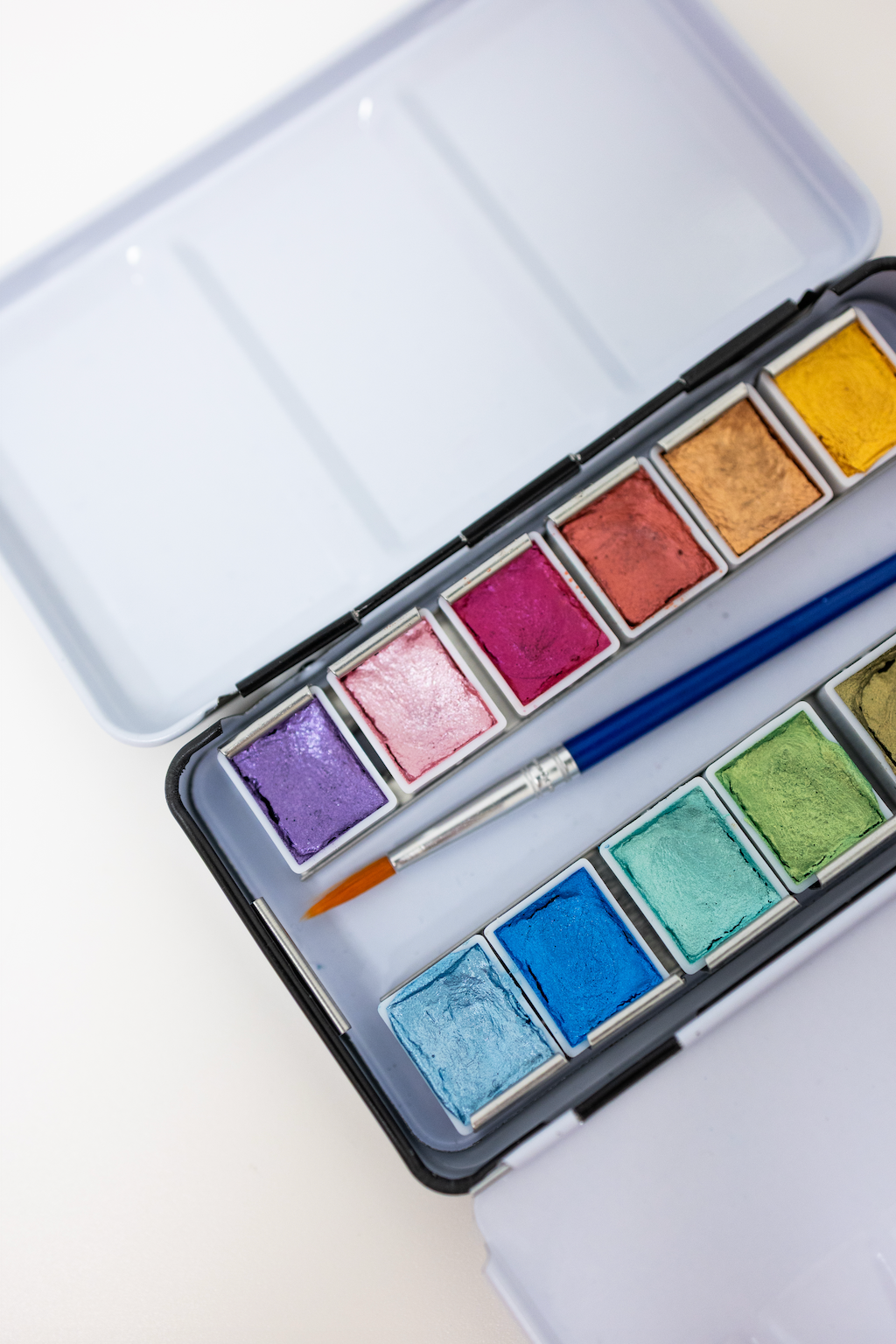 12 Color Travel Metallic Watercolor Paint Palette