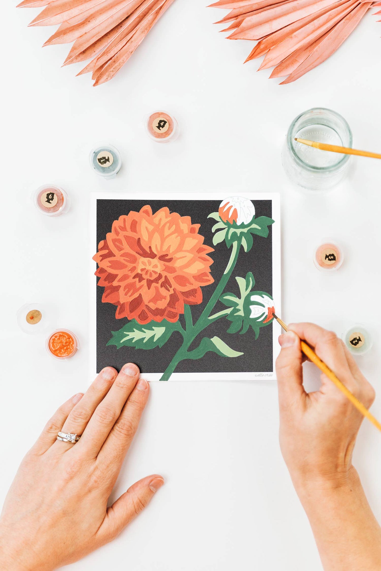 Elle Crée (She Creates) - Dahlias MINI Paint-by-Number Kit