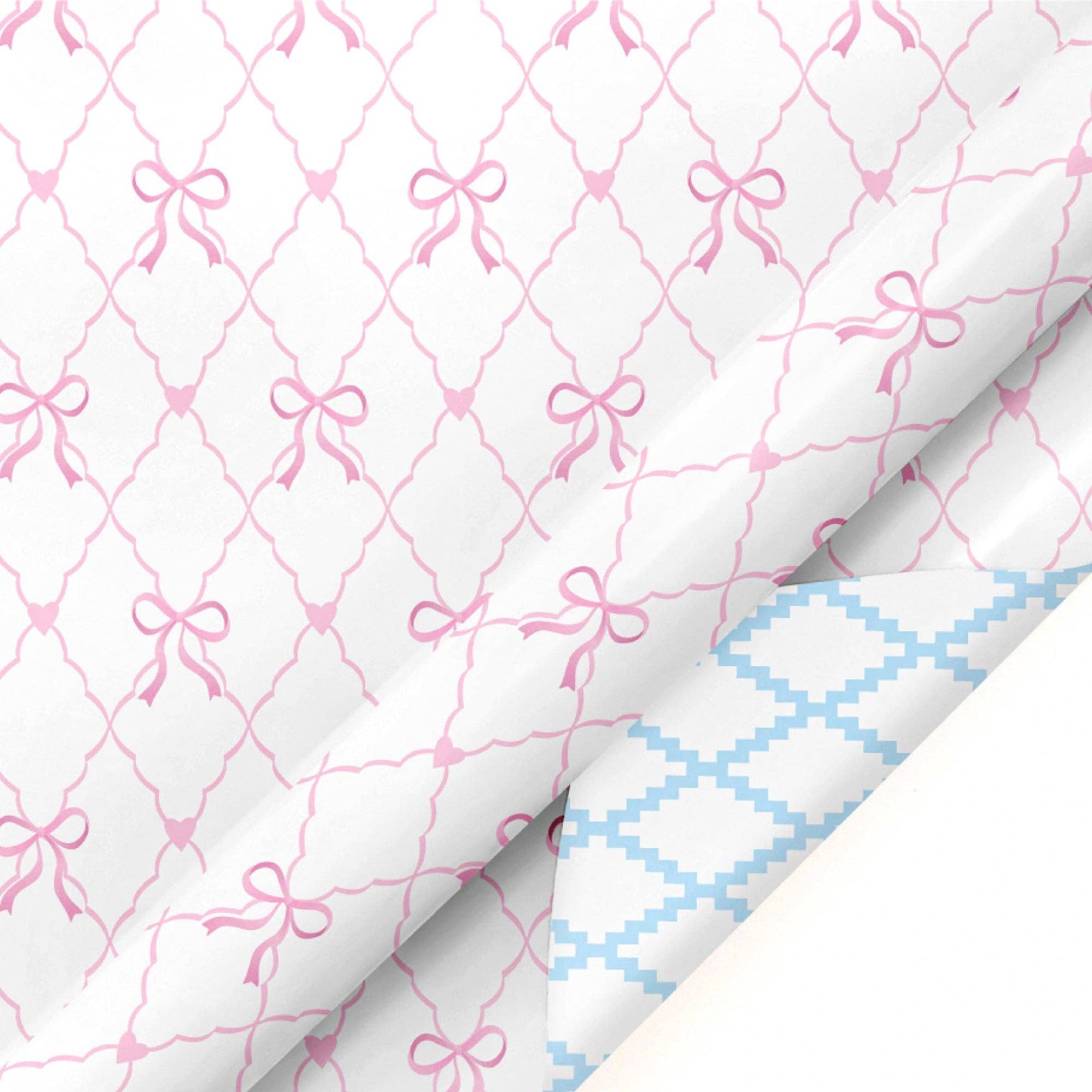 Quilted Diamond & Bows - Reversible Wrapping Paper Roll
