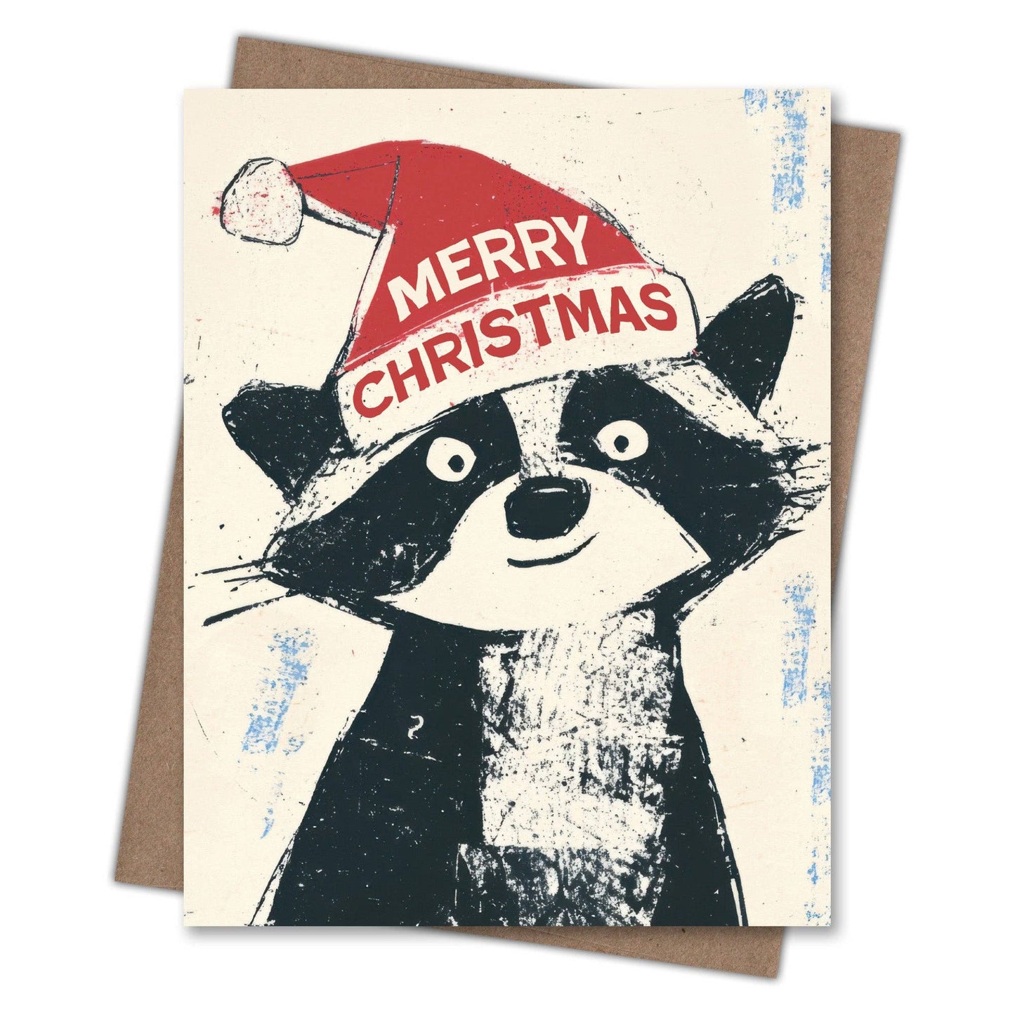 Santa Hat Raccoon - Christmas Card